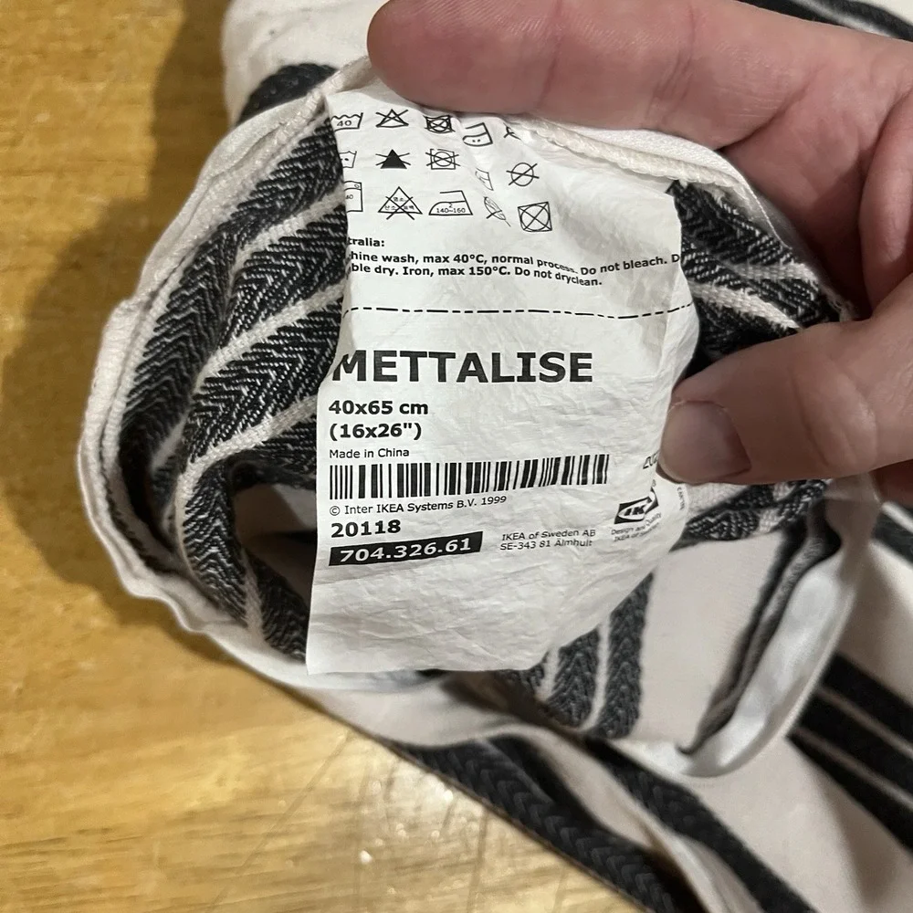 IKEA Mettalise Throw Pillow Black Striped 16x26